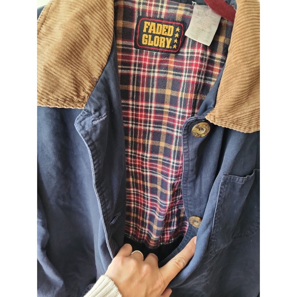 Faded Glory Womens Vintage 90s Chore Barn Coat Three Pocket Farm Plaid Jacket - Picture 8 of 12